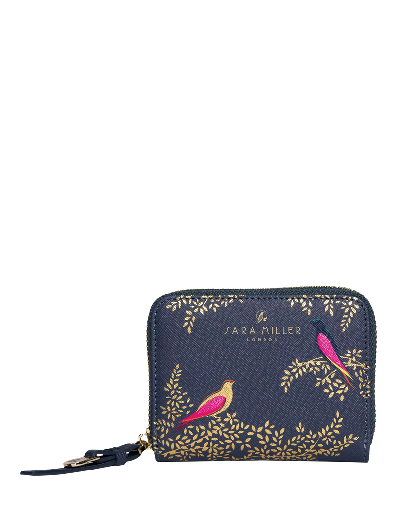 Sara Miller zip purse Smokey Blue Birds, imported from the UK