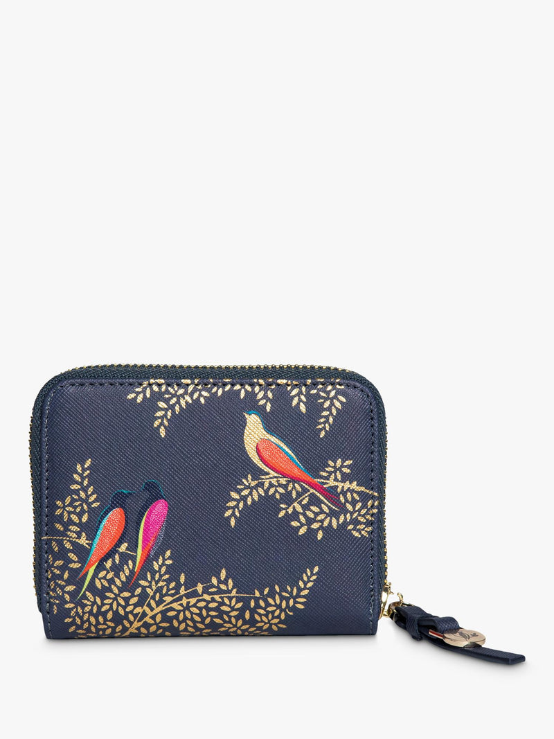 Sara Miller zip purse Smokey Blue Birds, imported from the UK