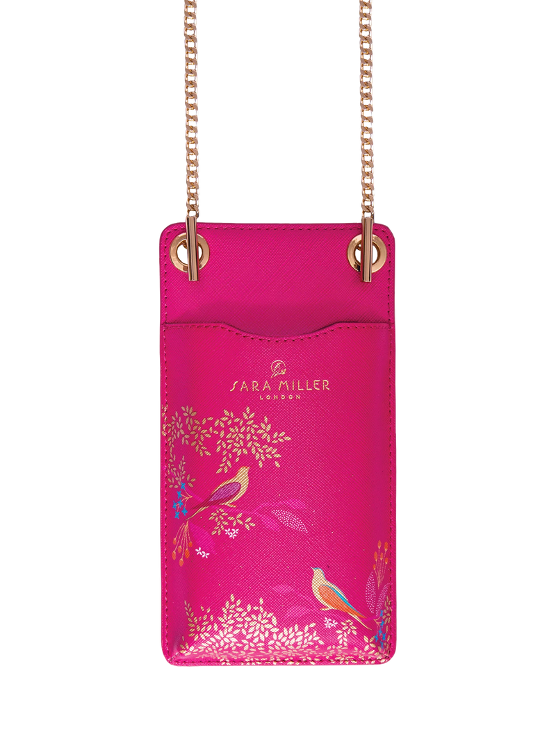 Sara Miller phone pouch Pink Chelsea faux saffiano leather (British brand)