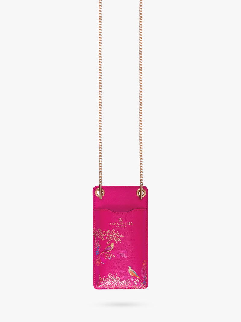 Sara Miller phone pouch Pink Chelsea faux saffiano leather (British brand)