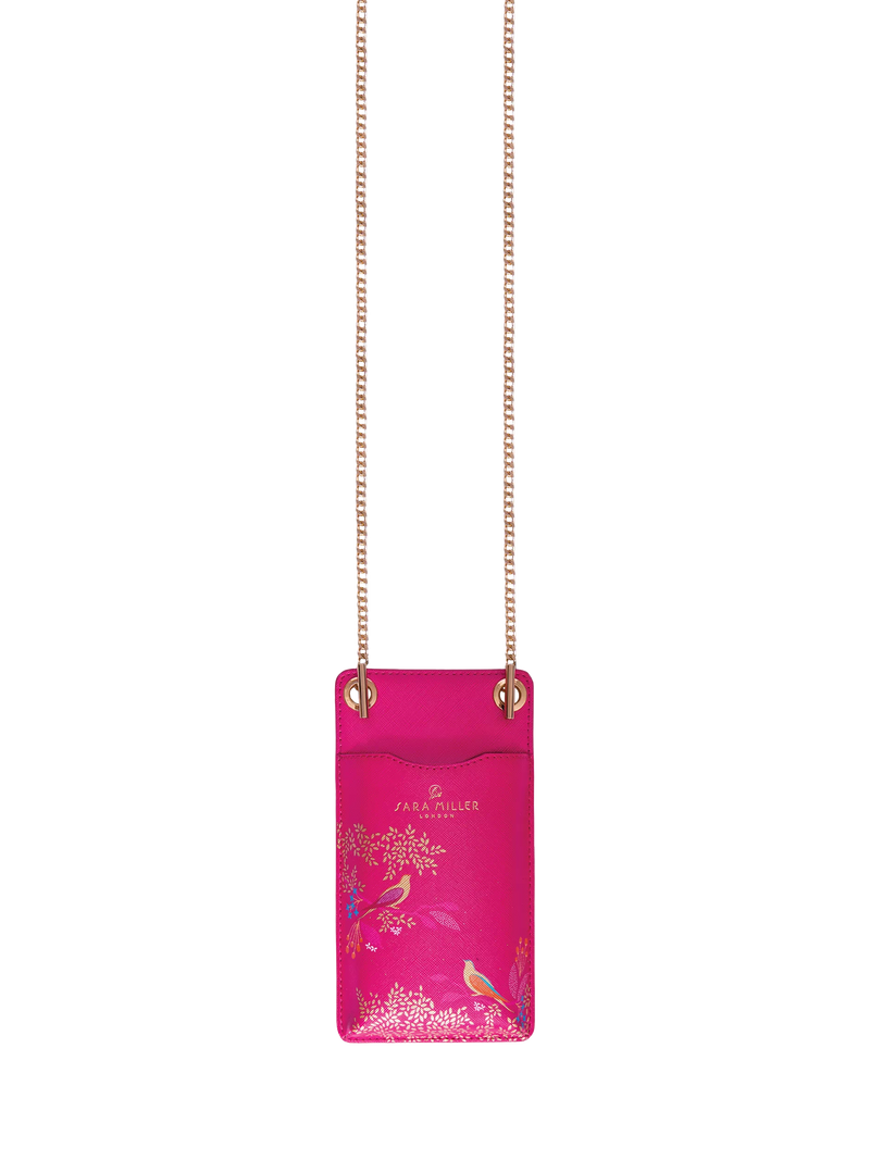 Sara Miller phone pouch Pink Chelsea faux saffiano leather (British brand)