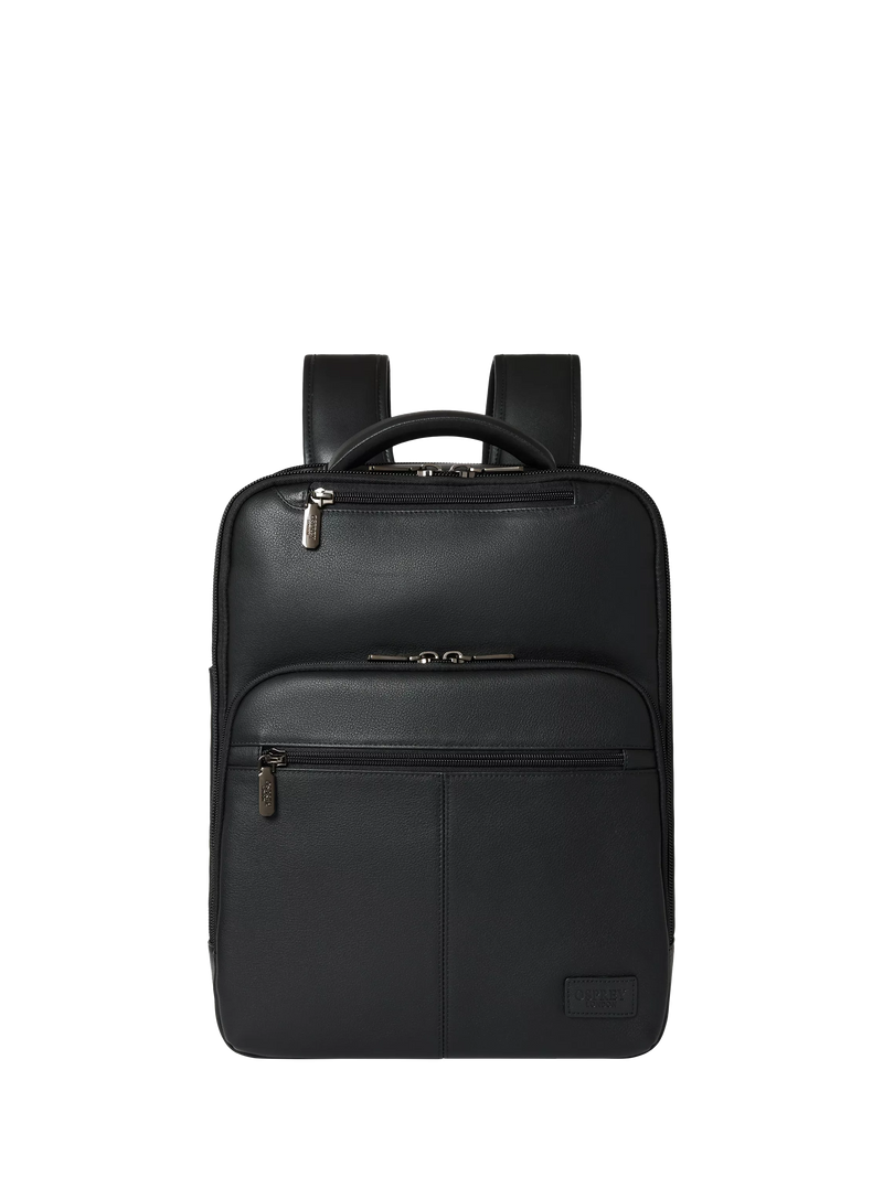 OSPREY LONDON Charlie black leather backpack, imported from the UK