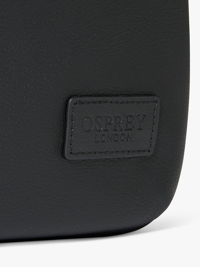 OSPREY LONDON Charlie black leather backpack, imported from the UK