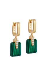 John Lewis Astley Clarke Malachite Deco Drop Huggie Earrings, Gold/Green- Buy online at McGrocer