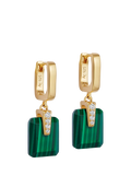 Astley Clarke malachite Deco drop huggie earrings gold, imported from the UK
