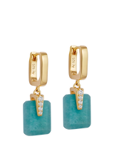 John Lewis Astley Clarke Art Deco Amazonite Drop Huggie Earrings, Gold and Green- Buy online at McGrocer