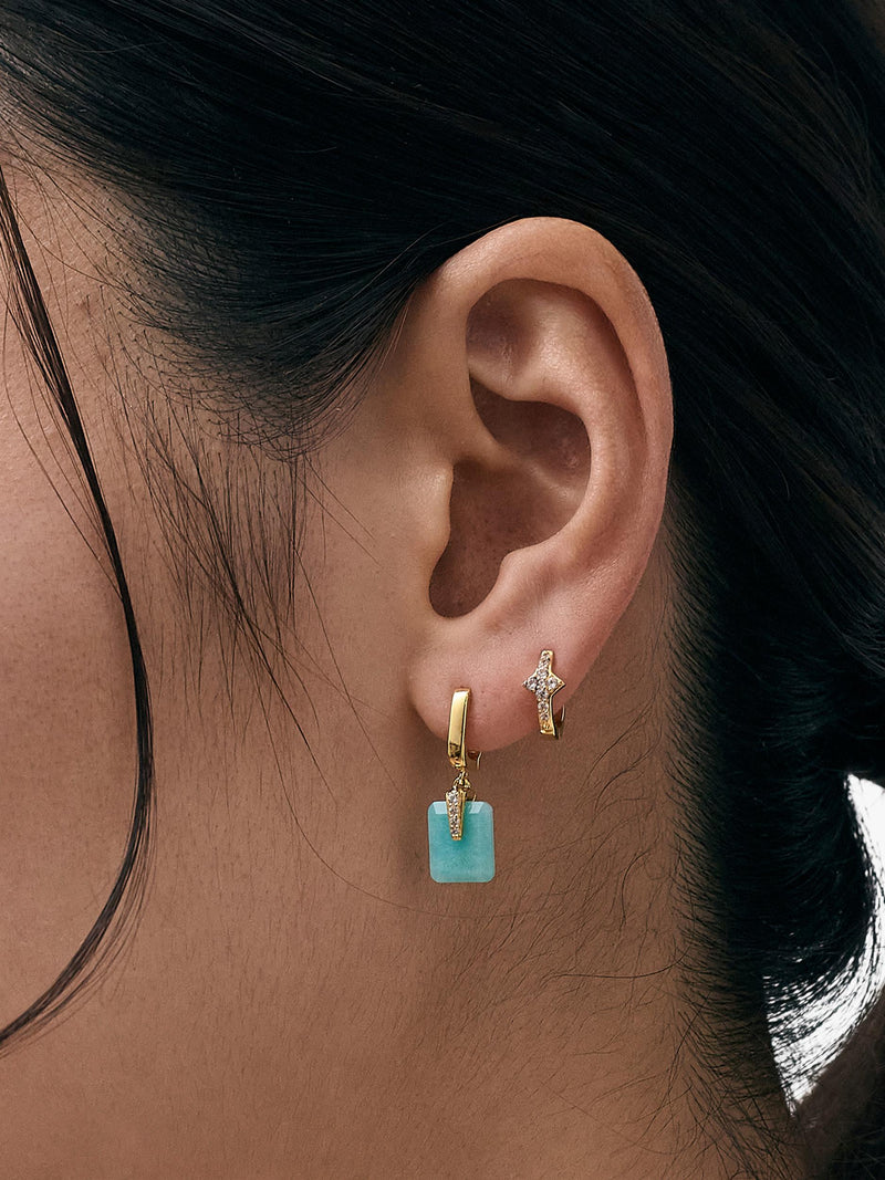 Astley Clarke Amazonite Art Deco drop huggie earrings - British product