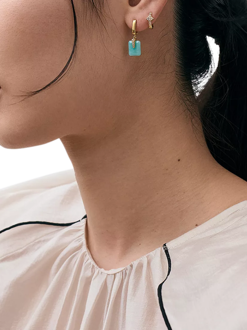 Astley Clarke Amazonite Art Deco drop huggie earrings - British product