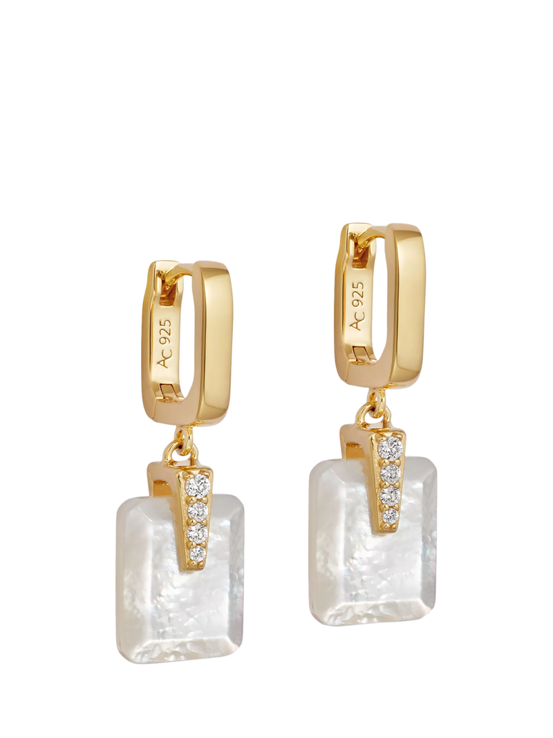 Astley Clarke Deco Earrings white sapphire and mother-of-pearl, imported from the UK