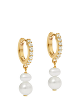 John Lewis Astley Clarke Pearl and Sapphire Huggie Earrings Gold/White- Buy online at McGrocer