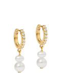 Astley Clarke pearl sapphire huggie earrings gold white, imported from the UK