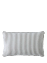 John Lewis Laura Ashley Cornish Chenille Stripe Cushion Natural/Slate Blue 30x50cm- Buy online at McGrocer