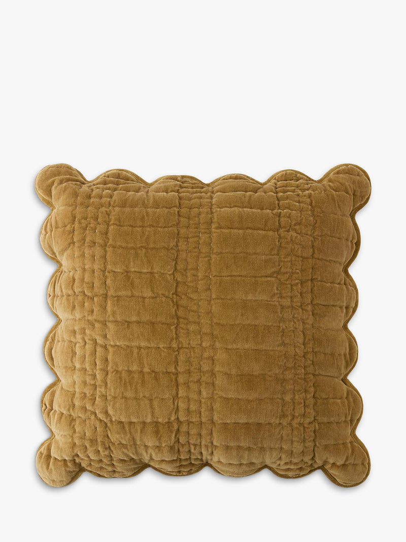 Laura Ashley Brady scalloped cushion with velvet finish, UK version