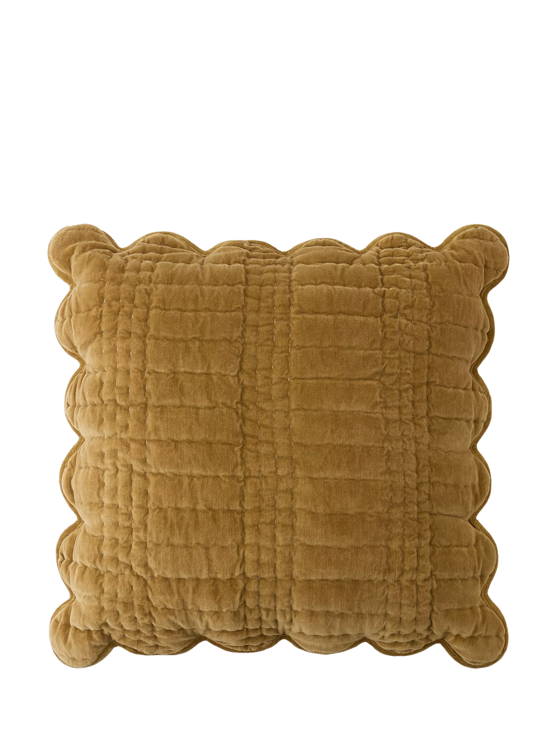 Laura Ashley Brady scalloped cushion with velvet finish, UK version