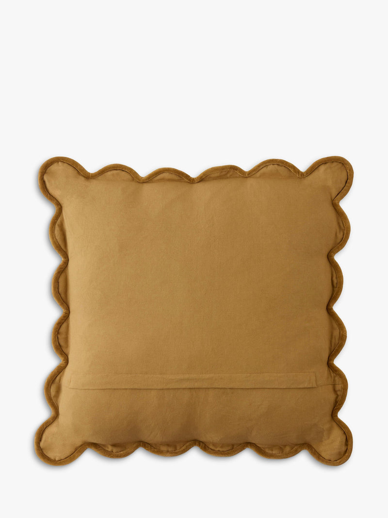 Laura Ashley Brady scalloped cushion with velvet finish, UK version