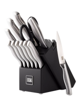 John Lewis Taylor's Eye Witness Filled Rubber Wood Stainless Steel Kitchen Knife Block with Sharpener, 12 Piece, Black- Buy online at McGrocer