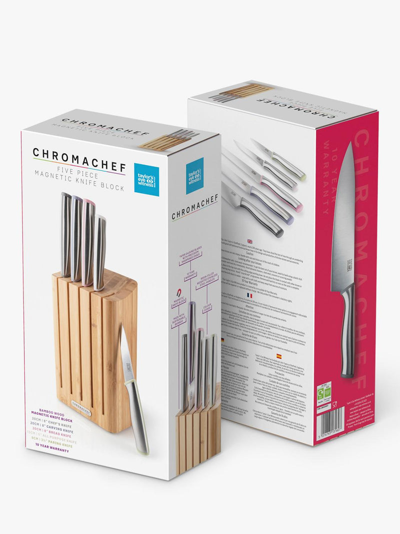Taylor's Eye Witness Chromachef 5-piece knife block set (British brand)