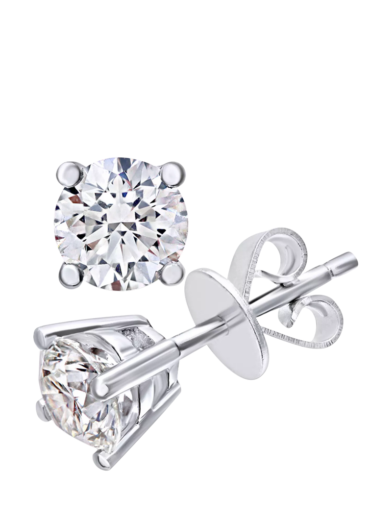 Mogul solitaire diamond stud earrings white gold 1.00ct - British product