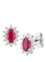 John Lewis Mogul 18ct White Gold Oval Ruby and Diamond Stud Earrings- Buy online at McGrocer