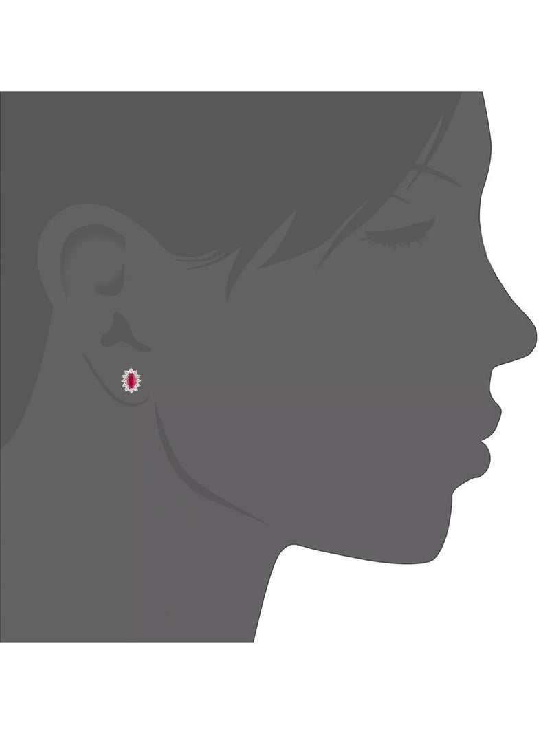 Mogul oval ruby diamond stud earrings 18ct white gold - British product