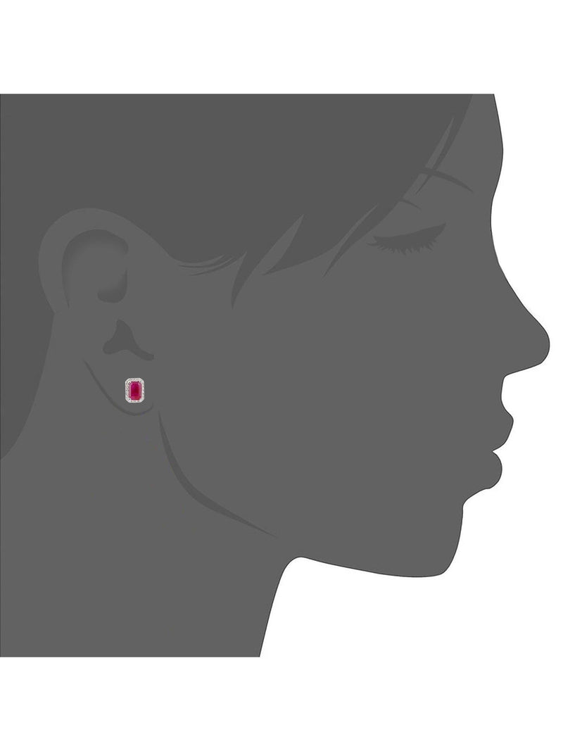 Mogul octagon ruby and diamond stud earrings 18ct white gold (British brand)