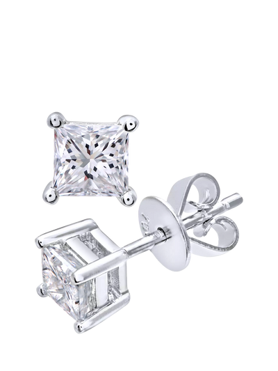 John Lewis Mogul 18ct White Gold Princess Diamond Stud Earrings- Buy online at McGrocer