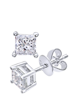 John Lewis Mogul 18ct White Gold Princess Diamond Stud Earrings- Buy online at McGrocer