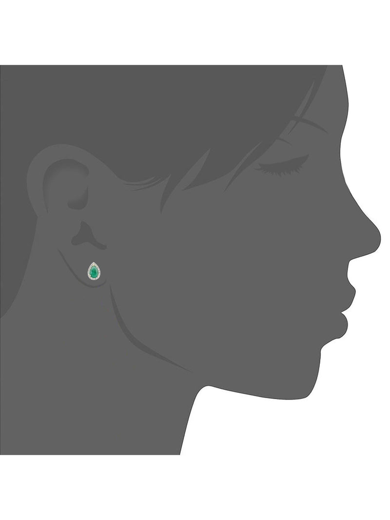 Mogul pear emerald and diamond stud earrings (British brand)