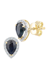 John Lewis Mogul 18ct Yellow Gold Pear-Shaped Sapphire and Diamond Stud Earrings- Buy online at McGrocer