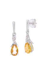 John Lewis Mogul 9ct White Gold Citrine and Diamond Drop Earrings- Buy online at McGrocer