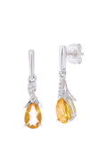Mogul 9ct white gold citrine diamond drop earrings, UK version