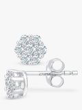 Mogul 9ct white gold cluster diamond stud earrings (British brand)