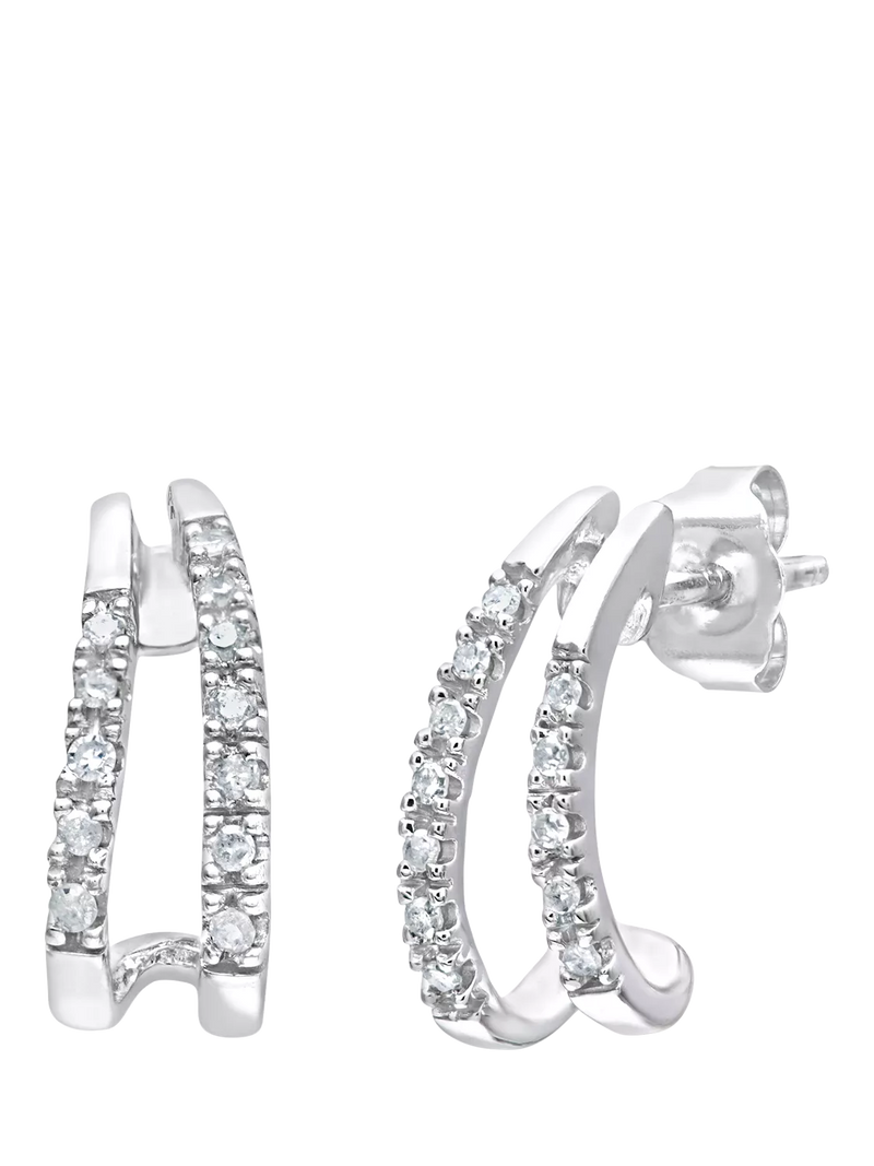 Mogul diamond huggie earrings 9ct white gold, UK version
