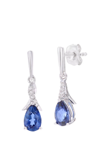 John Lewis Mogul 9ct White Gold Tanzanite and Diamond Drop Earrings- Buy online at McGrocer