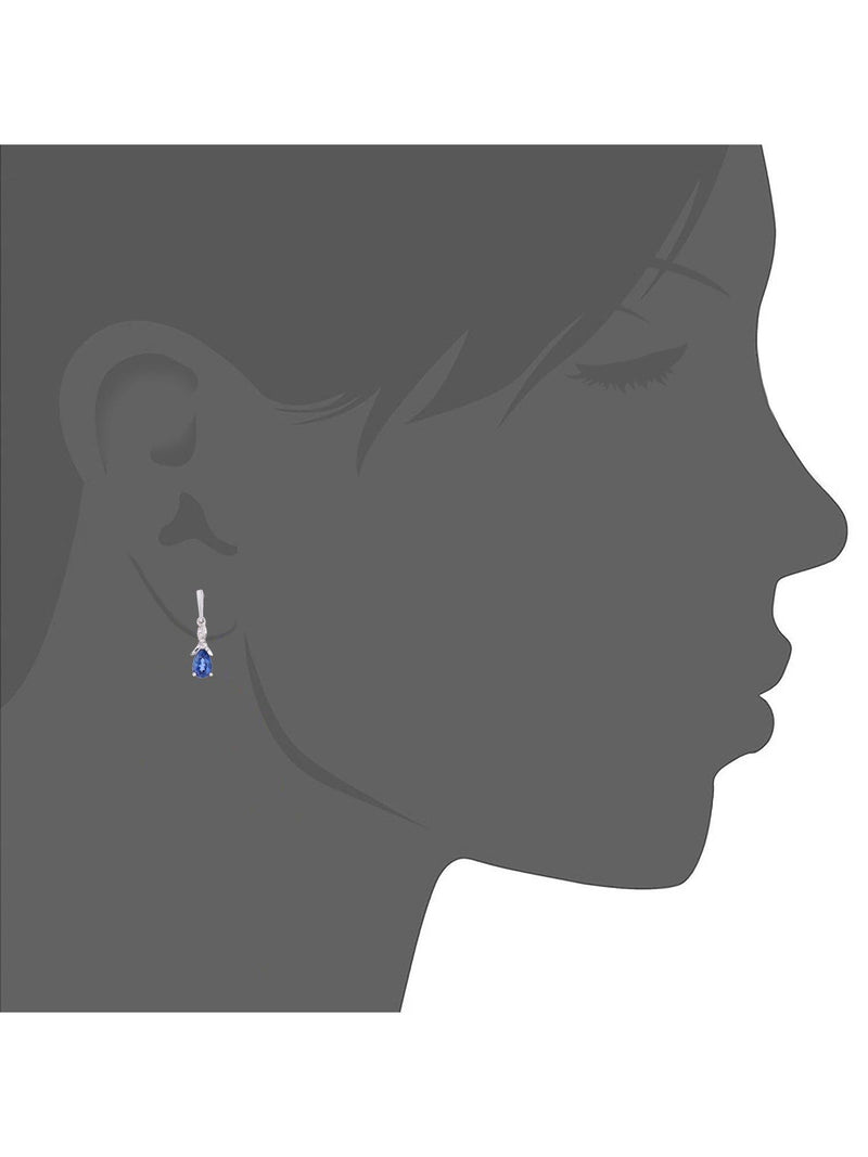Mogul tanzanite diamond drop earrings 9ct white gold, imported from the UK