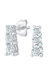 John Lewis Mogul 9ct White Gold Trilogy Diamond Stud Earrings- Buy online at McGrocer