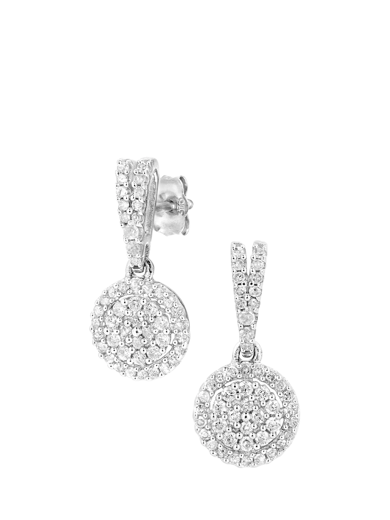 Mogul 9ct white gold diamond drop earrings, imported from the UK