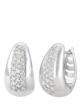 John Lewis Mogul 9ct White Gold Curved Diamond Huggie Earrings- Buy online at McGrocer
