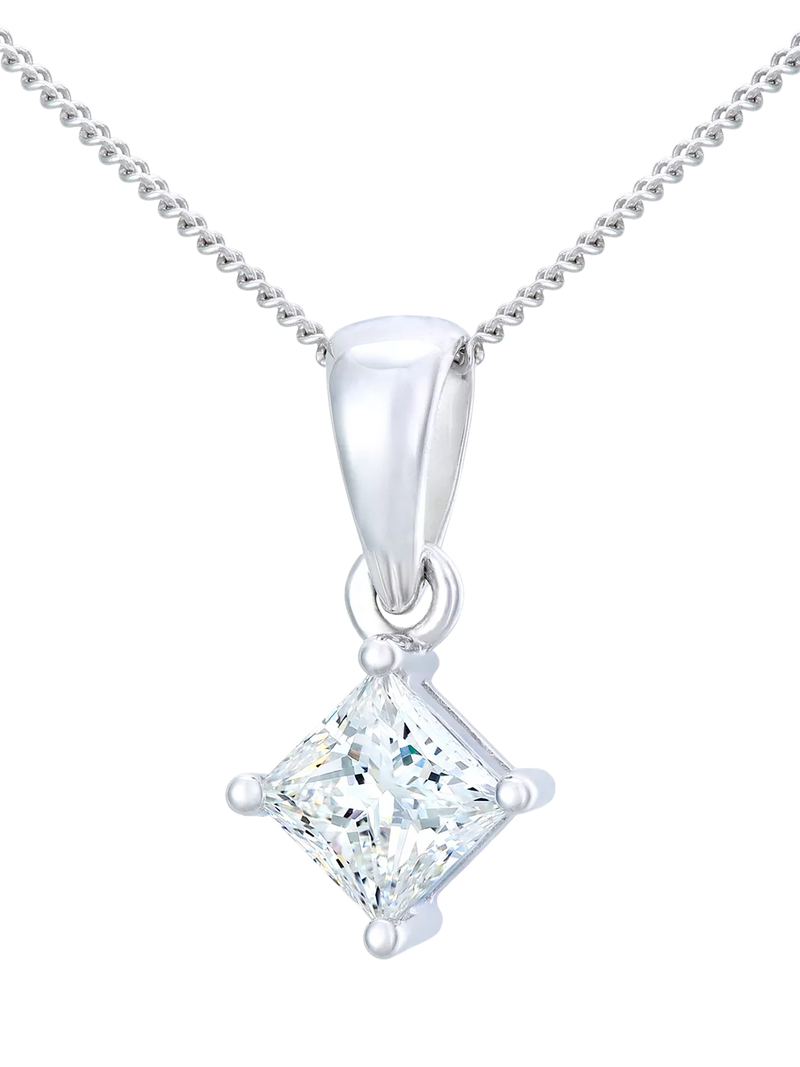 Mogul 18ct white gold princess cut diamond pendant 0.75ct - British product