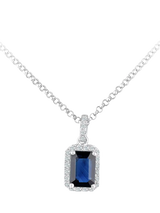 John Lewis Mogul 18ct White Gold Octagon Cut Sapphire and Diamond Pendant Necklace- Buy online at McGrocer