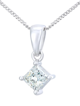 John Lewis Mogul 18ct White Gold Princess Solitaire Diamond Pendant- Buy online at McGrocer
