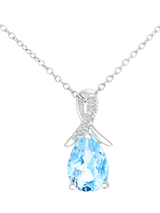 John Lewis Mogul 9ct White Gold Blue Topaz and Diamond Pendant- Buy online at McGrocer