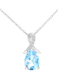 Mogul blue topaz diamond pendant 9ct white gold, imported from the UK