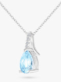 Mogul blue topaz diamond pendant 9ct white gold, imported from the UK