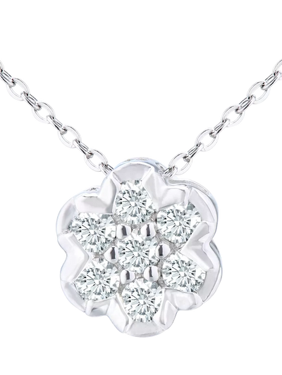 John Lewis Mogul 9ct White Gold Diamond Cluster Flower Pendant Necklace- Buy online at McGrocer