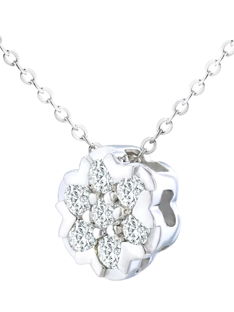 Mogul 9ct yellow gold diamond cluster flower pendant necklace - British product