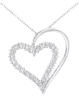 John Lewis Mogul 9ct White Gold Open Heart Diamond Pendant with 18-Inch Chain- Buy online at McGrocer