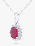 Mogul 9ct white gold ruby diamond pendant - British product