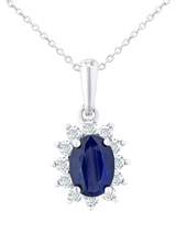 John Lewis Mogul 9ct White Gold Oval Sapphire Diamond Pendant- Buy online at McGrocer