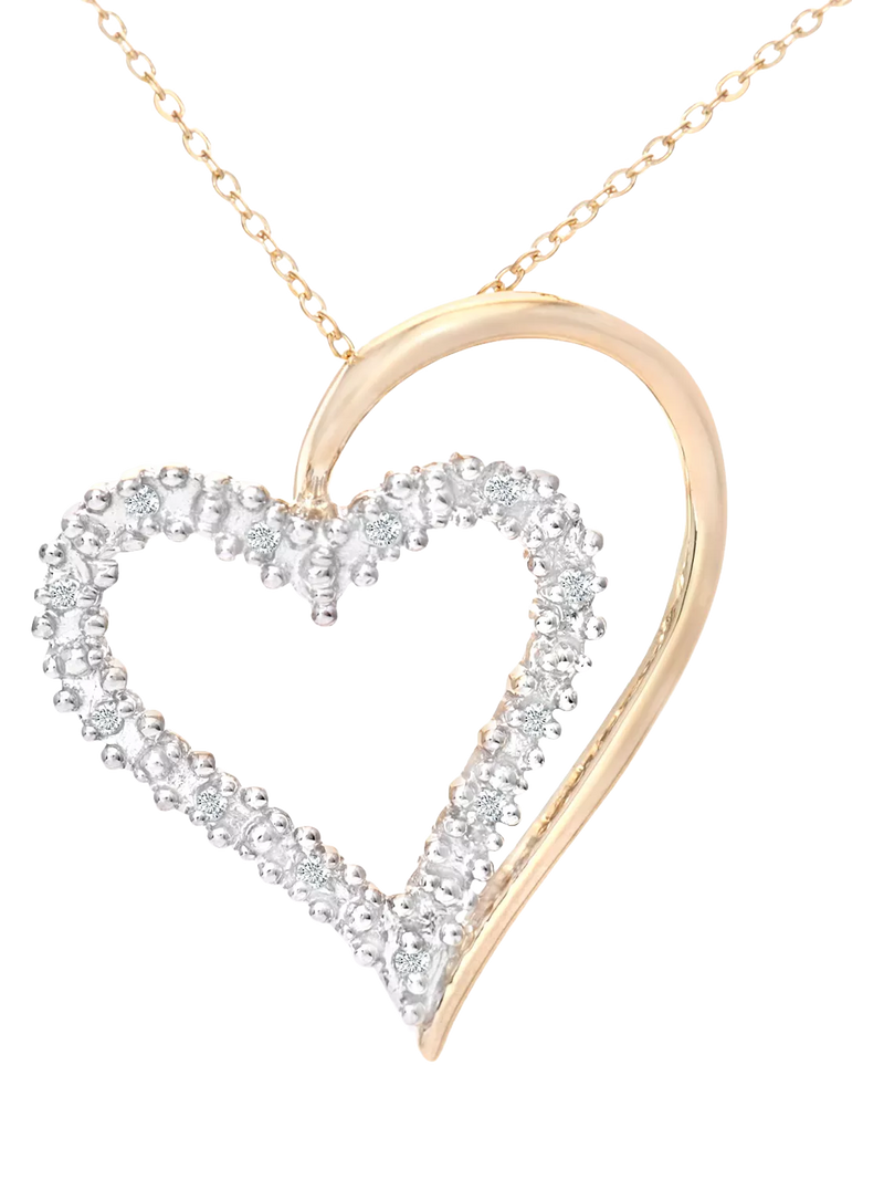 Mogul 9ct yellow gold diamond heart pendant on chain - British product